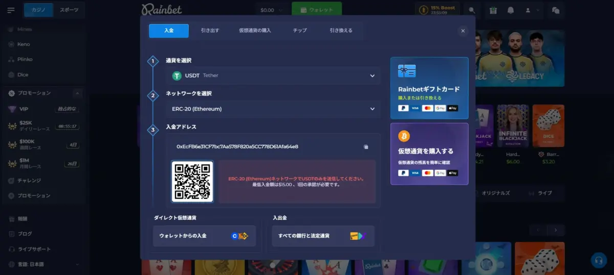 レインベット　体験談　入金