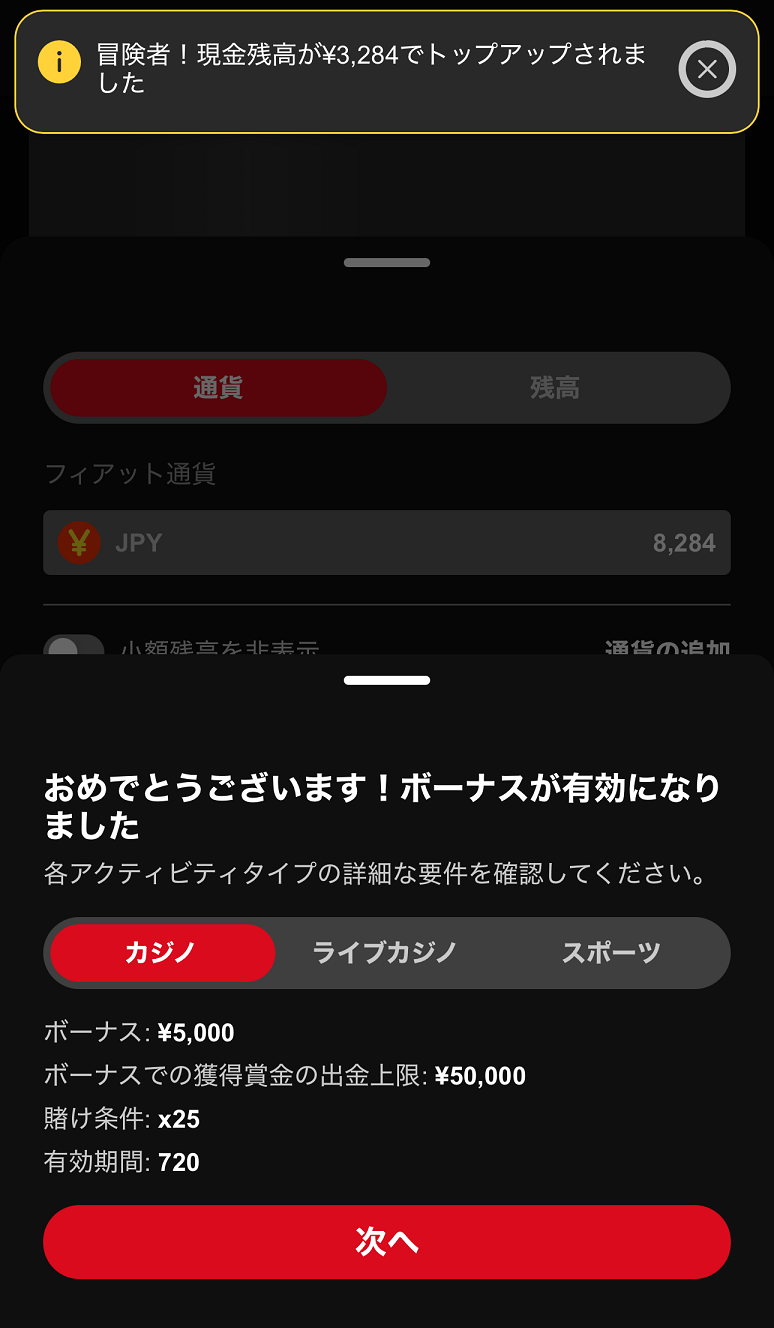 ボンズカジノ 体験談04