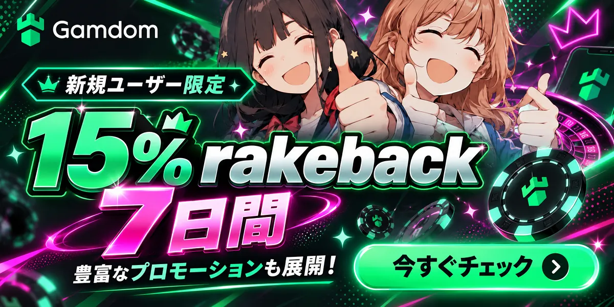 ガンダム　ウェルカム特典　15% rakeback／7日間