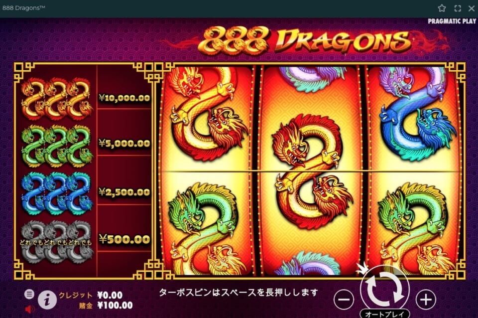 おすすめのゲーム②：888 Dragons（888ドラゴンズ）