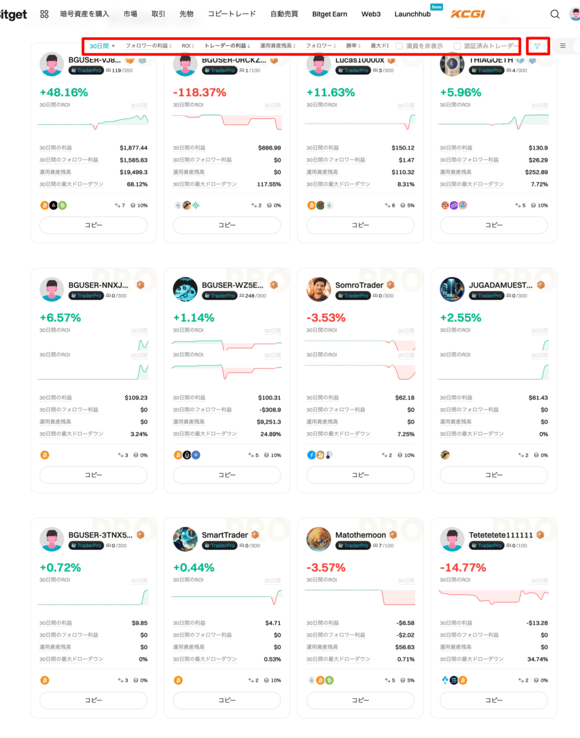 bitgetコピートレードおすすめトレーダー