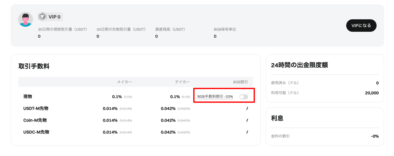 Bitget BGB手数料 オン