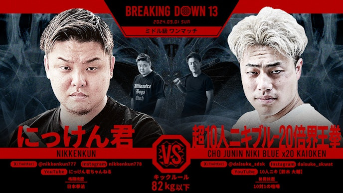 BREAKING DOWN 13
にっけん君 vs. 超10人ニキブルー20倍界王拳