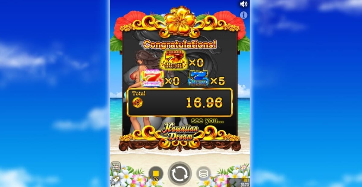 Congratulations！
16.96ドル勝利
