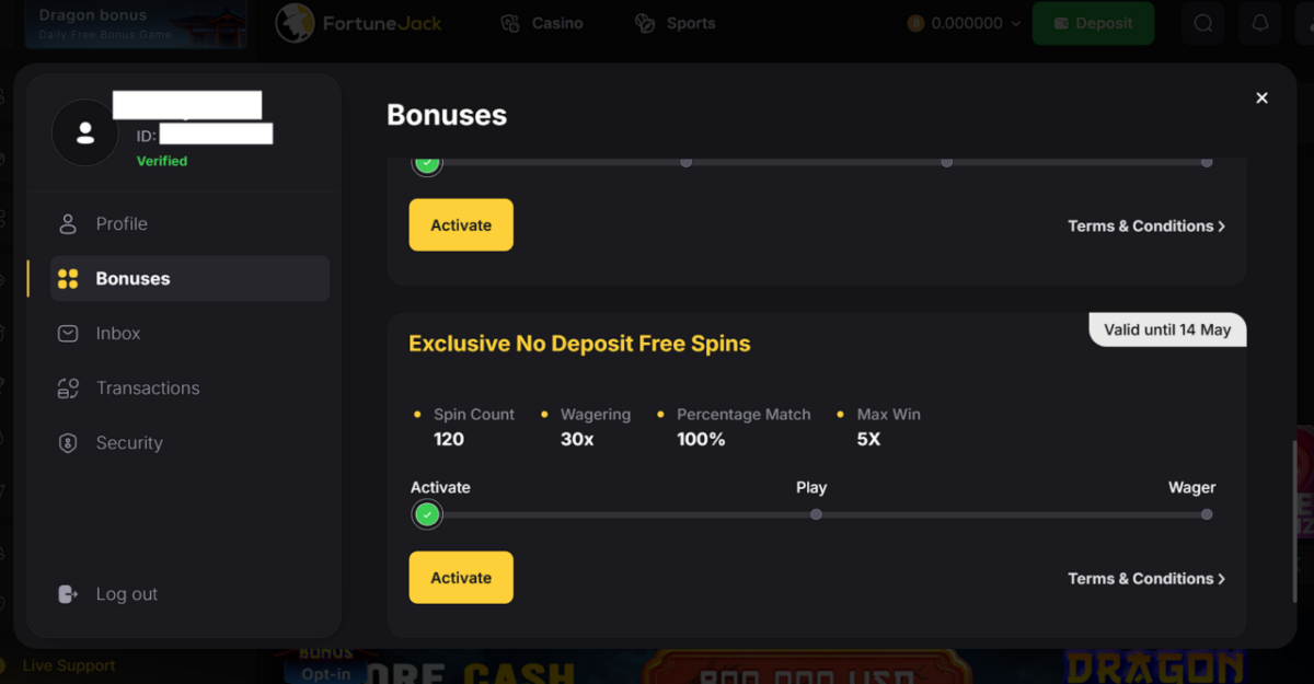Bonuses 「Activate」