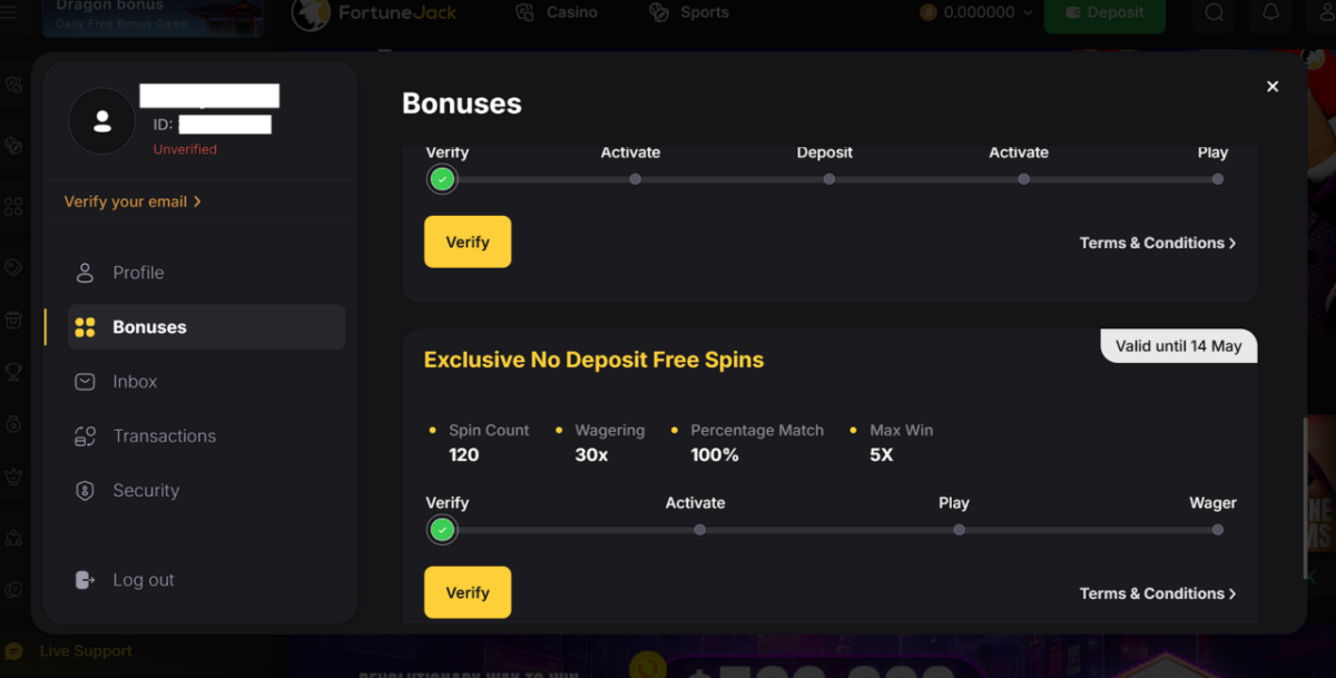 Bonuses 「Verify」