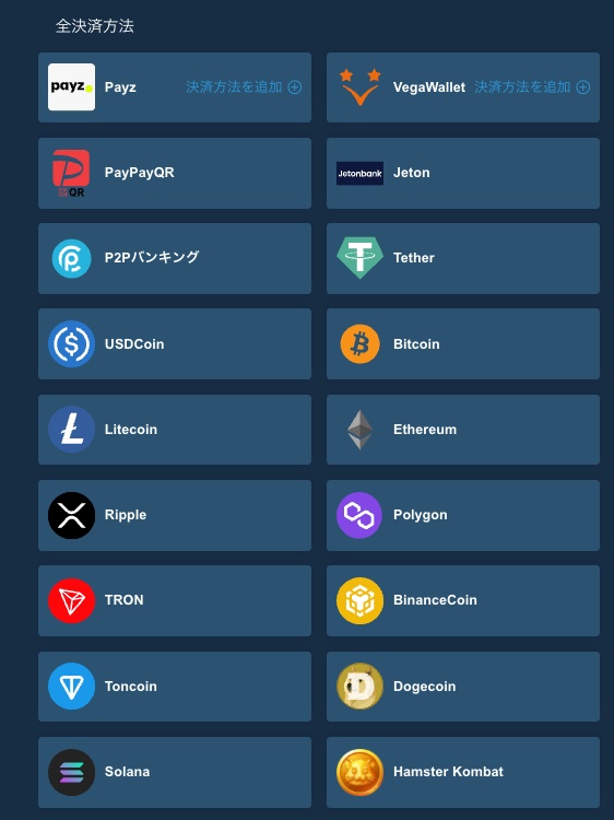 入金ページで金額